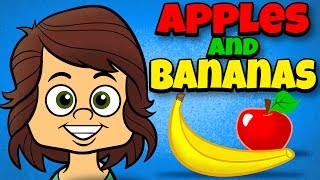 Apples and Bananas with Lyrics  Vowel Songs  Kids Songs by The Learning Station [upl. by Ronnholm]