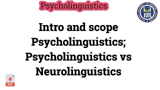 Psycholinguistics  Difference between Psycholinguistics and Neurolinguistics [upl. by Matthaus]