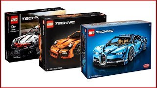 COMPILATION LEGO TECHNIC Cars 42083 Bugatti Chiron  42056 Porsche 911  42096 Porsche  UNBOXING [upl. by Mehalick]