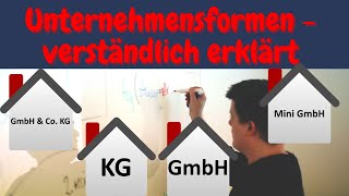 Unternehmensformen einfach erklärt  Rechtsformen KG GmbH MiniGmbH GmbH amp Co KG [upl. by Nryhtak]