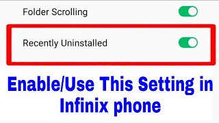 how to enableuse Recently Uninstalled in infinix।। infinix mobile Recently Uninstalled setting [upl. by Ateuqram755]