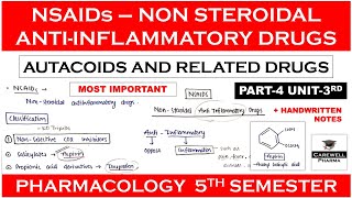 NSAIDs  Non Steroidal Anti Inflammatory Drugs  Autacoids  Part 4 Unit 3  Pharmacology 5 sem [upl. by Hahnke]