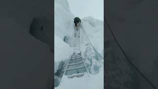 Crossing the deadly Khumbu Icefall on Everest 🏔️one step at a time everestsummit mountains 🪜 [upl. by Sandie71]