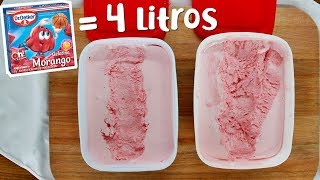 FAÇA 4 LITROS DE SORVETE CASEIRO COM APENAS 1 PACOTE DE GELATINA  Menino Prendado [upl. by Johnny]