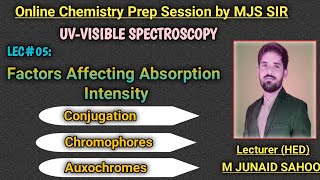 L05 UVVisible SpectroscopyFactors AffectingconjugationChromophoreAuxochromeMJS [upl. by Ettennaj]