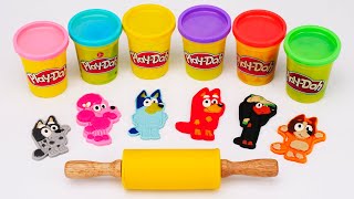 Bluey amp Peppa Pig Play Doh Molds  Best Learn Colors and Shapes  Preschool Toddler Learning Video [upl. by Alithia]