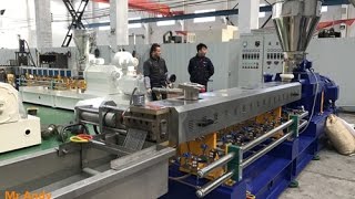 Polyethylene Extrusion Technology Parallel Twin Screw Plastic Granules Making Machine [upl. by Naillij]