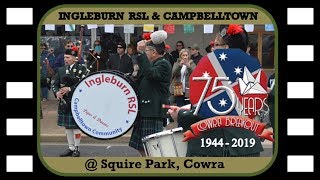 Ingleburn RSL amp Community Pipes amp drums in squire park  Cowra Breakout 75th Anniversary 03082019 [upl. by Adnalor]