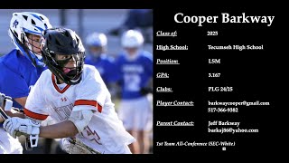 Cooper Barkway  Class of 2025  Summer 2022 Lacrosse Highlights [upl. by Birch534]