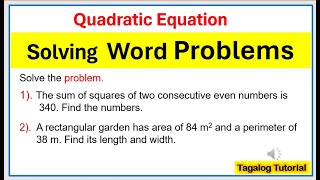 Tagalog Solving problem quadraticequation math9 solvingproblem solvingquadraticequation [upl. by Aicat136]