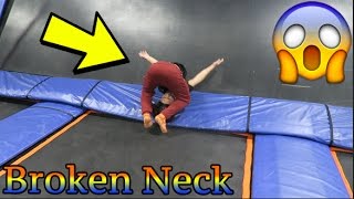 BROKEN NECK AT SKYZONE INSANE TRAMPOLINE FAIL [upl. by Ellenod]