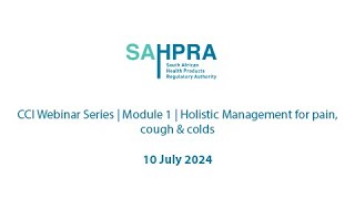 CCI Webinar Series  Module 1  Holistic Management for pain cough amp colds [upl. by Forward]