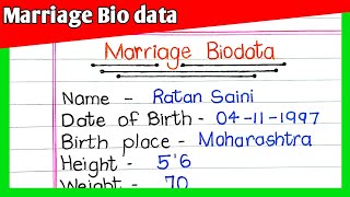 Marriage Biodata  Biodata For Marriage  Marriage Biodata Format In English [upl. by Favien394]