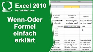 Excel WennOderFormel einfach erklärt  carinkocom [upl. by Hecker]