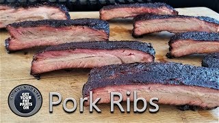 Pork Ribs  CharGriller Smokin Champ Offset smoker [upl. by Akinej]