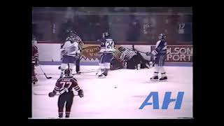 QMJHL Feb 3 1992 Giuseppe ArgentoLAV v Serge LabelleSHA x2 Clips Laval Titan Shawinigan Cataract [upl. by Trinidad]