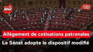 Allègements de cotisations patronales  le Sénat adopte le dispositif modifié [upl. by Pedro737]