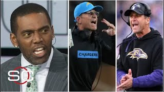 Randy Moss is rolling with Ravens to take down Chargers in the battle of the Harbaugh brothers [upl. by Merissa]