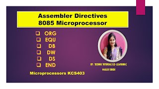 Unit 2 L18  Assembler Directives of 8085 Microprocessor  Assembler Directives [upl. by Rickey]