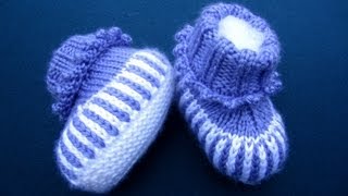 How to Sew Stockinette Stitches Baby booties [upl. by Aicilaf]