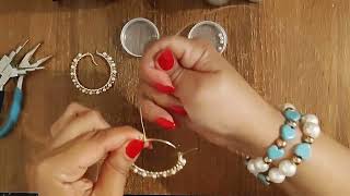 EasyFacil😱CandongasArracadasArgollas sencillas con cuentas❤️ Beaded Hoop earrings Tutorial❤️DIY [upl. by Nede]