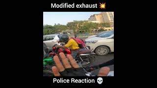 Modified exhaust on police reaction 😱 bikerboydipu shorts [upl. by Anek113]