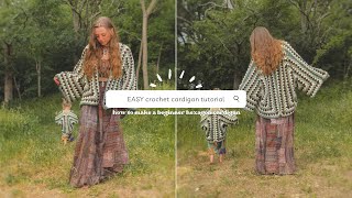 the EASIEST hexagon cardigan tutorial for beginner crochet artists 🌱🌿 [upl. by Adnolohs]