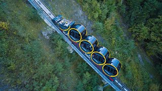 Stoosbahn٫ the steppest funicular in the world Schwyz Switzerland 🇨🇭  شیبدارترین قطار کابلی جهان [upl. by Lebisor925]