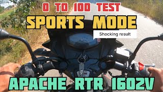 0 to 100 test in sports mode  New Apache rtr 160 2v  Apache rtr 160 2024 model [upl. by Nash365]