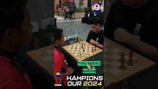 Intense Endgame 2 Rooks VS Queen [upl. by Ainitsirc]