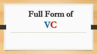 Full Form of VC  Did You Know [upl. by Rusticus810]