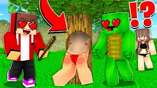 GIRL WOMAN is STUCK in TREE and ASK JJ and Mikey for HELP in Minecraft  Maizen Mizen Parody [upl. by Acenahs]