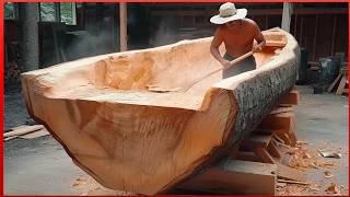 Man Turns Massive Log into Amazing CANOE  Start to Finish Build by OutbackMike [upl. by Odlawso]