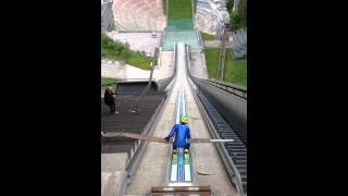 Ski Jumping at Bergisel Innsbruck Austria in May [upl. by Tallbott946]