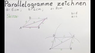 Parallelogramme zeichnen mit den Seiten a b und der Diagonale e [upl. by Rotceh]