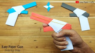 How to Make Paper Toy Gun That Go Very Fast  DIY New Model Rubber Band Gun  Easy Paper Toy Ideas [upl. by Lynnell711]