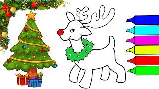 How To Draw Christmas Reindeer  Coloring Rudolph [upl. by Intirb]