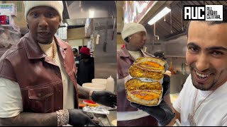 Moneybagg Yo Makes Chop Cheese Sandwich With Hot Fries amp Cupcake The Ocky Way In NYC [upl. by Anahsak]