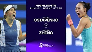 Jelena Ostapenko vs Zheng Qinwen  2023 Zhuhai Group Stage  WTA Match Highlights [upl. by Aitnom641]