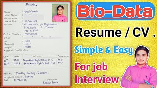 Biodata format  How to write biodataResume  Biodata kaise banaye  rktutorno1 [upl. by Sophia]