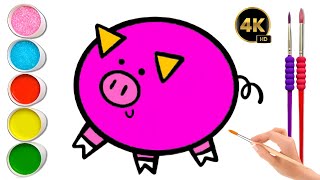 How to Colour cute Pig Step by Step Pig Drawing Easy [upl. by Pamelina]