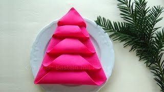 Servietten falten Tannenbaum 🎄 Weihnachtsdeko selber machen  DIY Weihnachten Tischdeko [upl. by Lertnahs251]