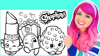 Coloring Shopkins Kooky Cookie Lippy Lips amp Poppy Corn GIANT Coloring Pages  Crayola Crayons [upl. by Warenne]