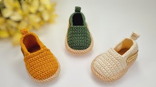 ALPARGATA DE CROCHÊ FÁCIL PARA BEBÊ  9 cm 1 a 3 meses crochetbabyshoes [upl. by Delgado]