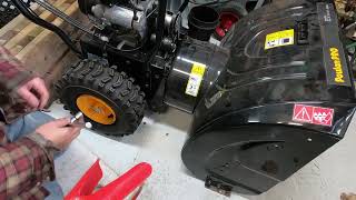 How to replace snowblower auger belt  Poulan Husqvarna Craftsman [upl. by Ametaf626]