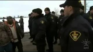 Mohawk Warriors and OPP at Blockade Shoving [upl. by Niawat]