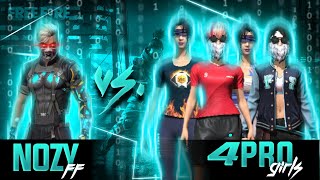 NOZY 👑⚔️ vs 4 TRYHARDS GIRL💗  Free Fire 1vs4 Gameplay 😳 [upl. by Chimene]