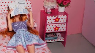 Como fazer mesa de cabeceira ou criadomudo para bonecas Barbie e outras  miniatura [upl. by Enert]