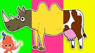 Wrong Heads Animal Cartoon  Mix and Math Rhinoceros Cow Camel Turtle [upl. by Anahs400]