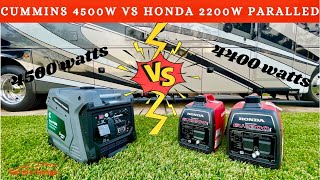 Paralleled Honda EU2200I Companion VS Cummins Onan 4500 Generator Review [upl. by Franciska]